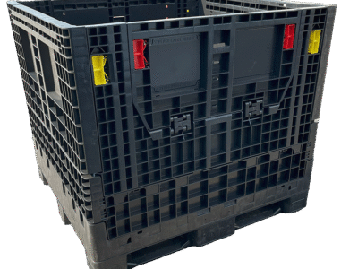 Lightly Used Buckhorn 57" x 48" x 44" All Black All Good Runner Collapsible Bulk Container-4 Drop Doors