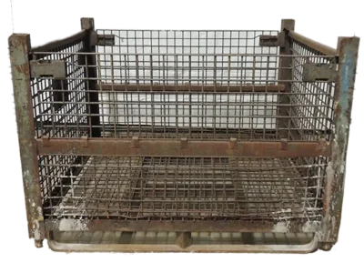 54X48X38 WBND (2) copy Used BCD 54" x 48" x 38" Wire Basket 54" Side - 2 Drop Doors
