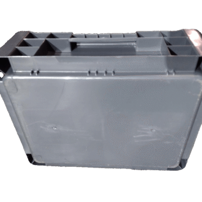 New Schaefer 15″ x 12″ x 5″ Gray Hand Tote Smooth Bottom
