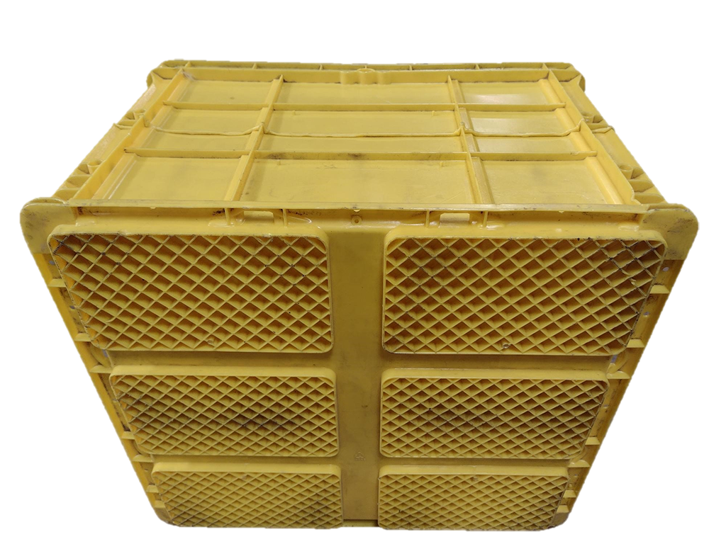 Used BCD 24" x 22" x 16" Yellow Cut/Weld Hand Tote Reinforced Bottom - Image 3