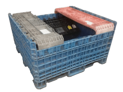 4548-39-RMCSB-3 Reconditioned BCD 45" x 48" x 39" Mixed Color Storage Bottom Collapsible Bulk Container