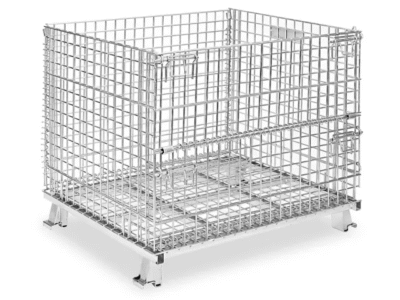 47x39x35-WBCG1D47 Used BCD 47" x 39" x 35" Collapsible Galvanized Wire Basket 47" Side - 1 Drop Door