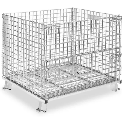 Used BCD 47″ x 39″ x 35″ Collapsible Galvanized Wire Basket  47″ Side – 1 Drop Door
