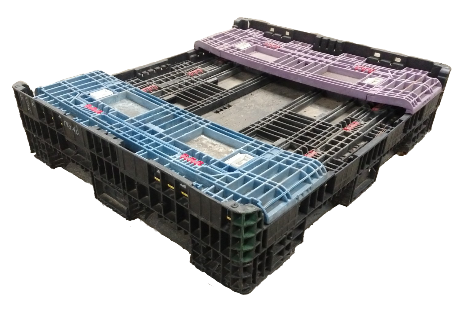 Reconditioned BCD 56" x 48" x 25" Mixed Color 48" Side Bulk Container - 2 Drop Doors - Image 3