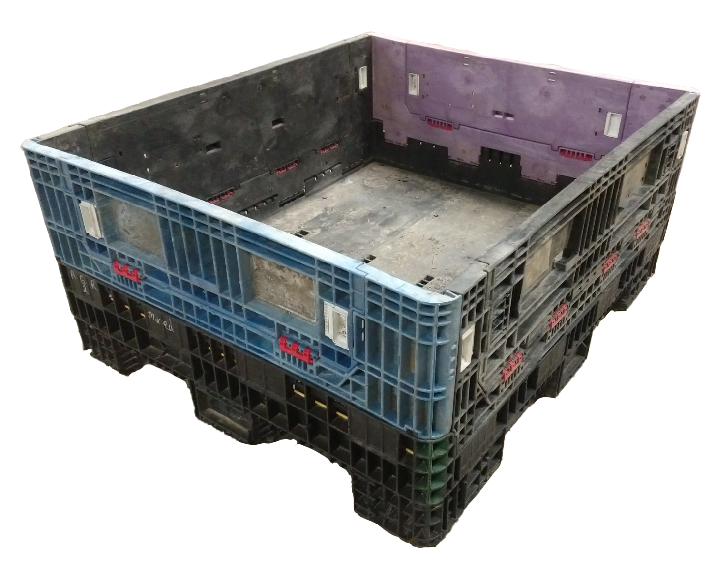 Reconditioned BCD 56" x 48" x 25" Mixed Color 48" Side Bulk Container - 2 Drop Doors