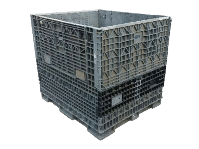 Reconditioned BCD 56" x 48" x 50" Mixed Color All Good Runner Collapsible Bulk Container-2 Drop Doors