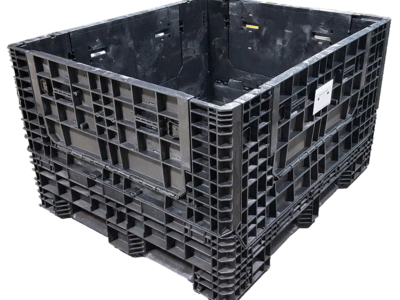 New Buckhorn 57" x 48" x 34" All Black Collapsible Bulk Container-4 Drop Doors