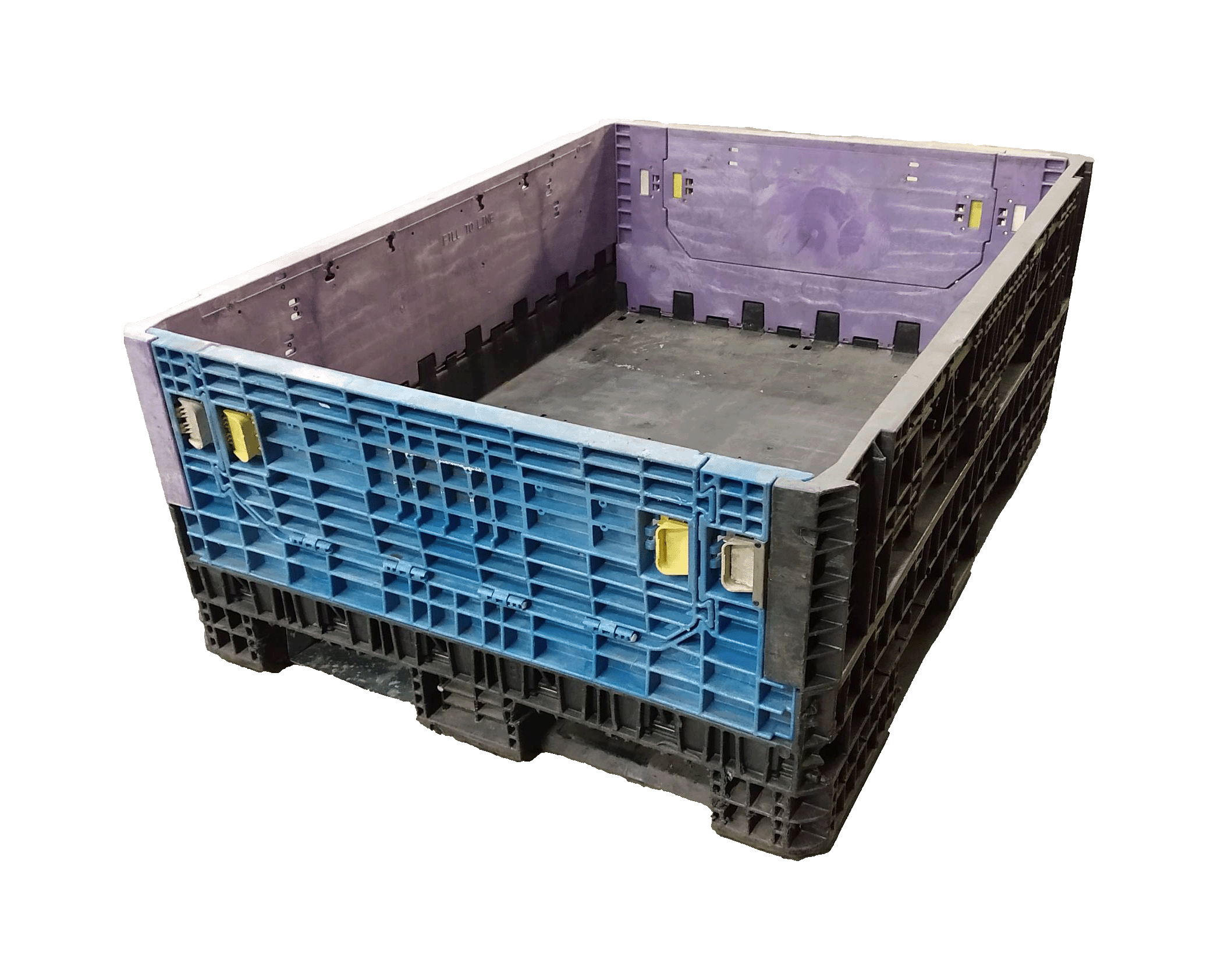 Reconditioned BCD 62" x 48" x 25" Mixed Color Bulk Container - 2 Drop Doors