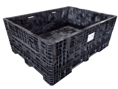 New Buckhorn 64" x 48" x 25" All Black Collapsible Bulk Container-4 Drop Doors
