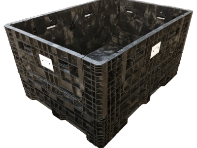 New Buckhorn 64" x 48" x 34" All Black Collapsible Bulk Container-4 Drop Doors