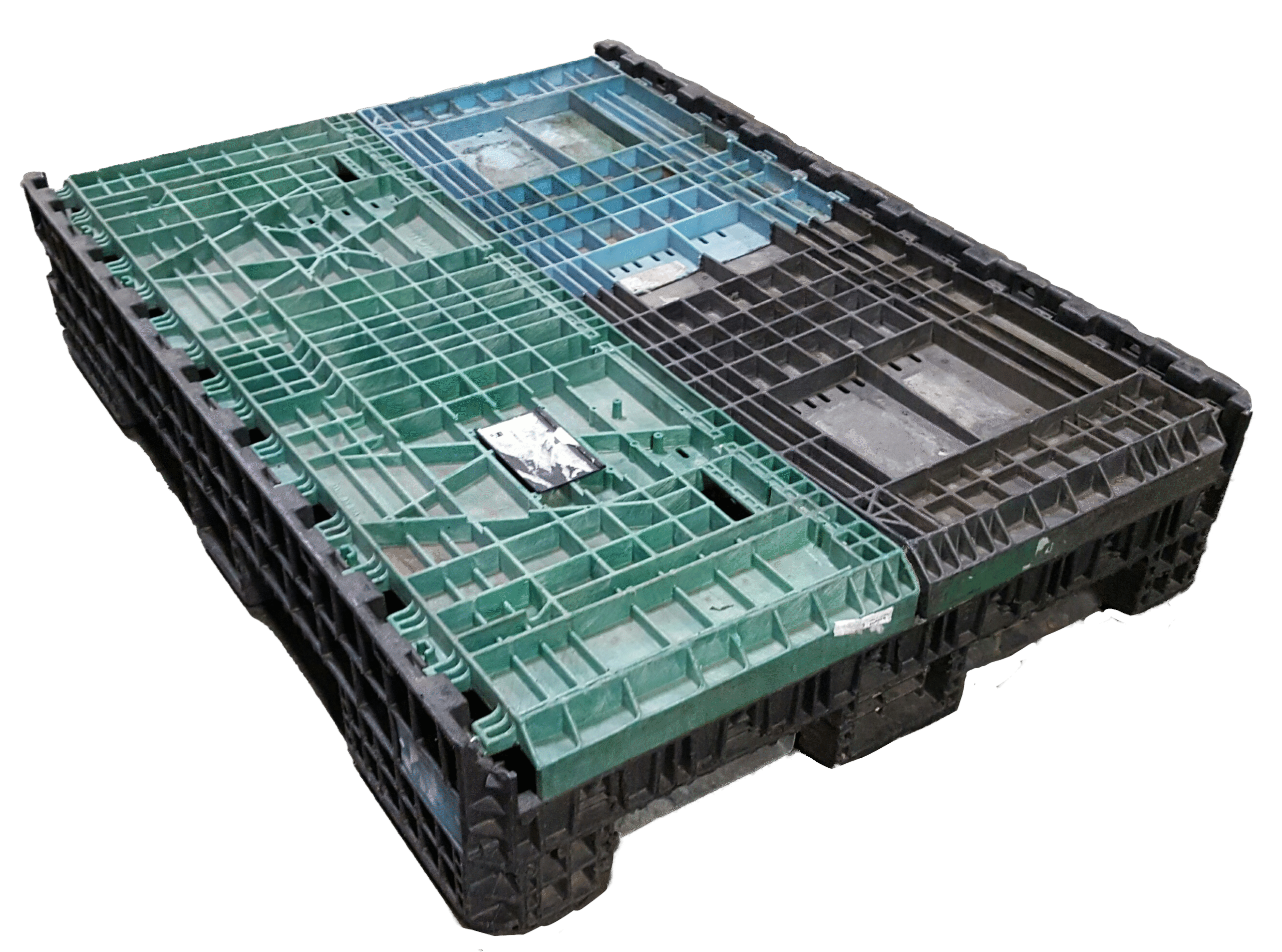 Reconditioned BCD 64" x 48" x 34" Mixed Color 48" Side Bulk Container - 2 Drop Doors - Image 2