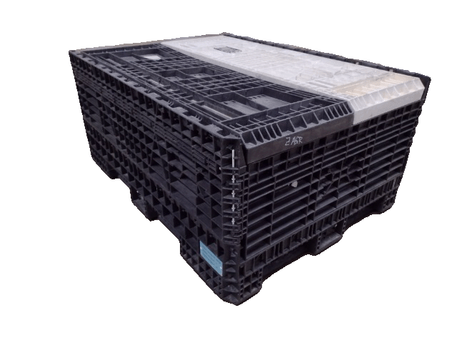 Reconditioned Ropak 64" x 48" x 50" Mixed Color Ropak Bulk Container - 2 Drop Doors - Image 3