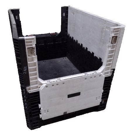 Reconditioned Ropak 64" x 48" x 50" Mixed Color Ropak Bulk Container - 2 Drop Doors - Image 2