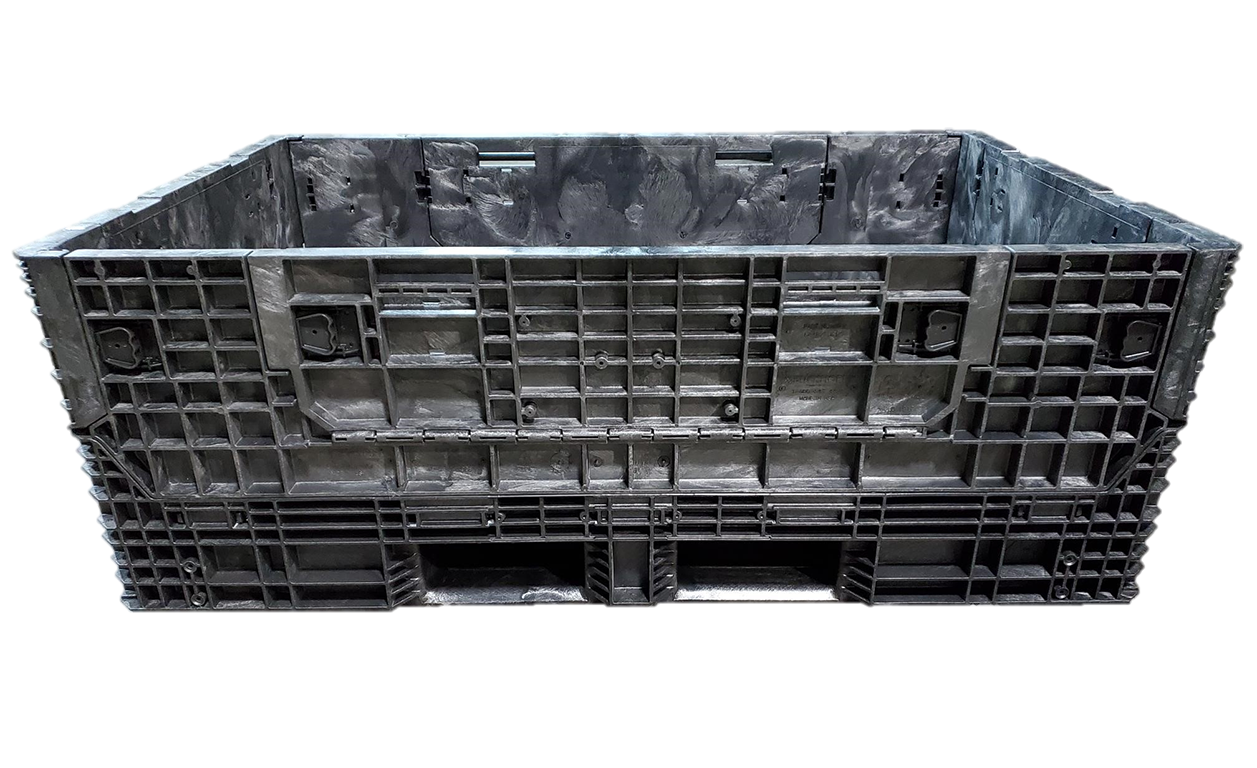 New Buckhorn 70" x 48" x 25" All Black Door Bulk Container - 4 Drop Doors - Image 3