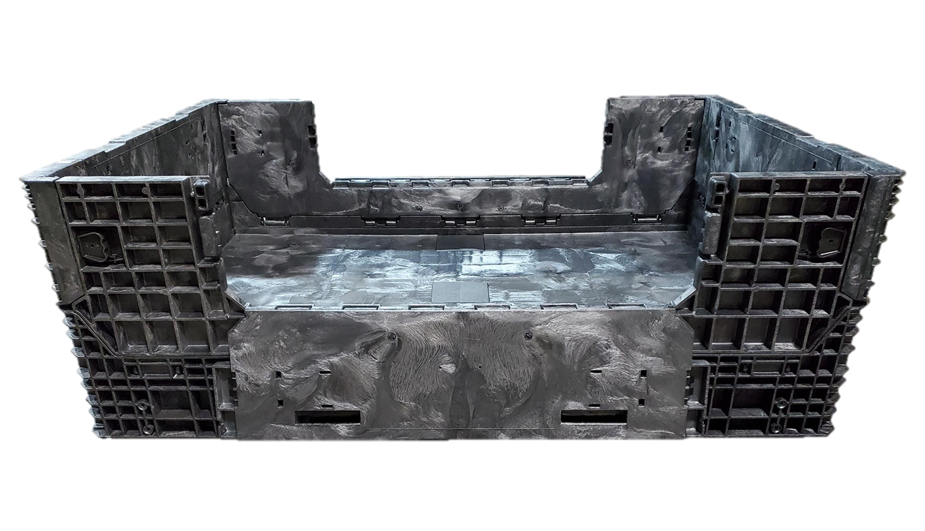 New Buckhorn 70" x 48" x 25" All Black Door Bulk Container - 4 Drop Doors - Image 4