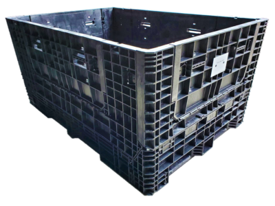 New Buckhorn 70" x 48" x 34" All Black Collapsible Bulk Container-4 Drop Doors