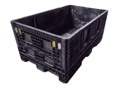 New Orbis 78" x 48" x 34" All Black Collapsible Bulk Container-4 Drop Doors