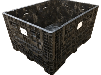 Lightly Used Buckhorn 64" x 48" x 34" All Black Collapsible Bulk Container - 4 Drop Doors