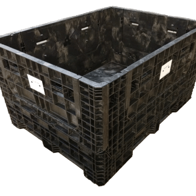 Lightly Used Buckhorn 64″ x 48″ x 34″ All Black Bulk Container – 4 Drop Doors