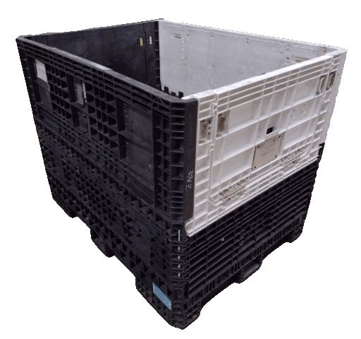 Reconditioned Ropak 64" x 48" x 50" Mixed Color Ropak Bulk Container - 2 Drop Doors