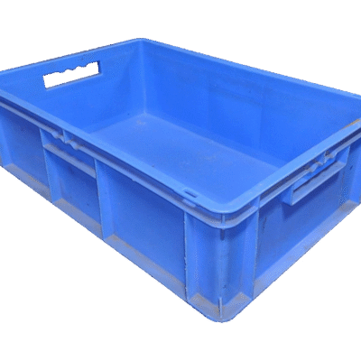 Used BCD  24″ x 16″ x 7″ Blue Hand Totes Smooth Bottom w/Hand Holes