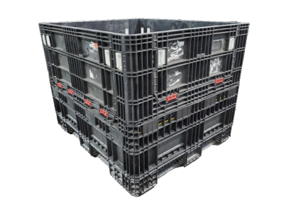 Reconditioned BCD 56" x 48" x 42" All Black All Good Runner Collapsible Bulk Container-4 Drop Doors