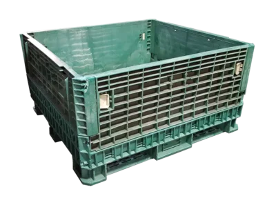 Reconditioned BCD 45" x 48" x 25" All Green Collapsible Bulk Container-No Drop Doors