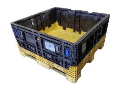 Reconditioned BCD 45" x 48" x 25" Yellow Base Black Wall All Good Runner Collapsible Bulk Container