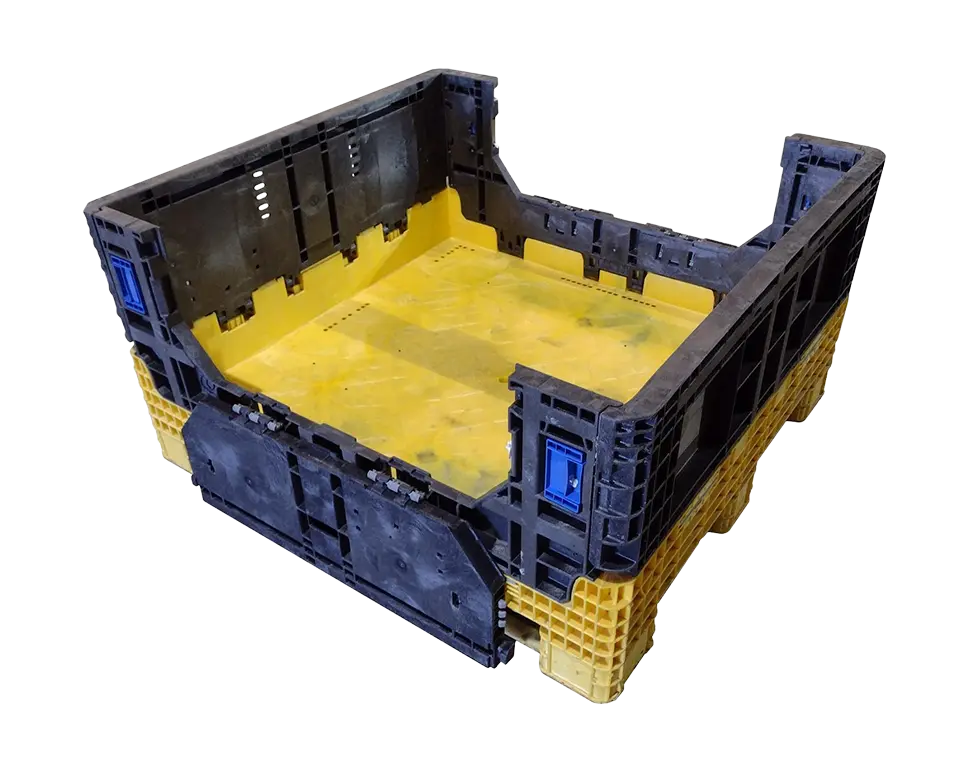 Reconditioned BCD 45" x 48" x 25" Yellow Base Black Wall All Good Runner Bulk Container - Image 2