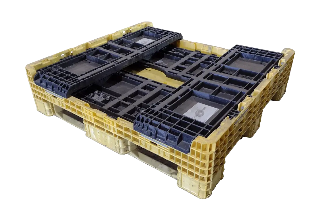Reconditioned BCD 45" x 48" x 25" Yellow Base Black Wall All Good Runner Bulk Container - Image 3