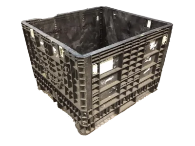 Reconditioned BCD 45" x 48" x 34" All Black Collapsible Bulk Container-2 Drop Doors 45" Side