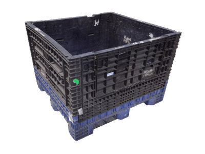 Reconditioned BCD 45" x 48" x 34" Blue Base Black Wall Collapsible Bulk Container
