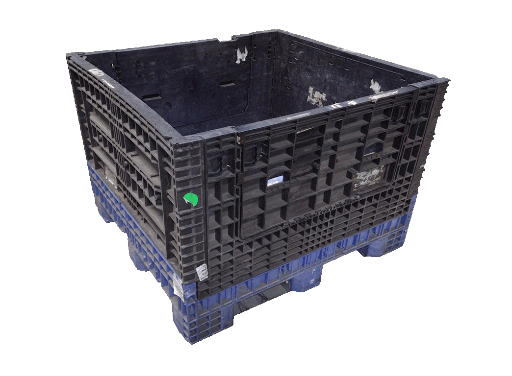 Reconditioned BCD 45" x 48" x 34" Blue Base Black Wall Bulk Container