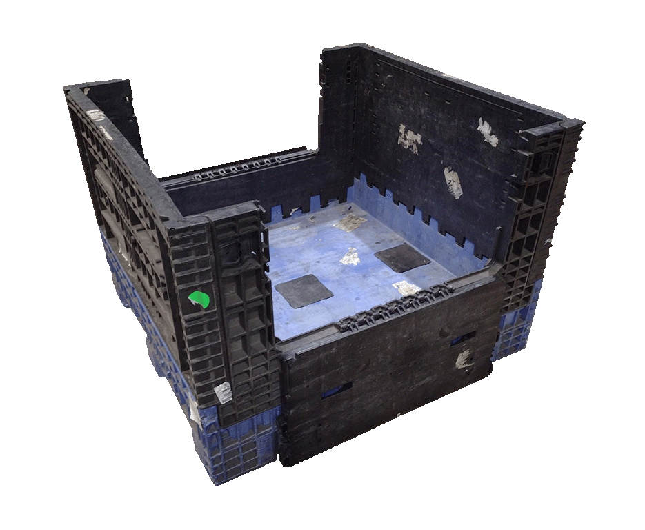 Reconditioned BCD 45" x 48" x 34" Blue Base Black Wall Bulk Container - Image 4