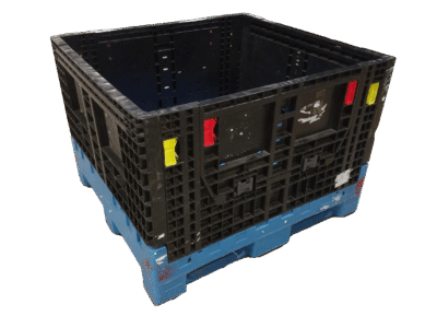 Reconditioned BCD 45" x 48" x 34" Blue Base Black Wall All Good Runner Collapsible Bulk Container