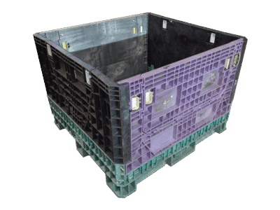 Reconditioned BCD 45" x 48" x 34" Mixed Color Collapsible Bulk Container-4 Drop Doors