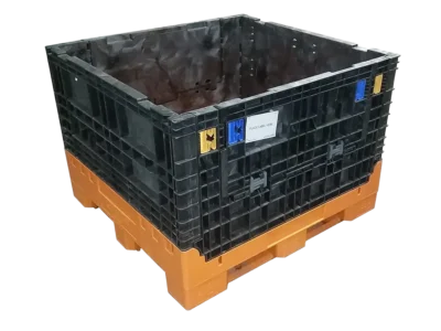 Reconditioned Buckhorn BN 45" x 48" x 34" Orange Base Black Wall Collapsible Bulk Container