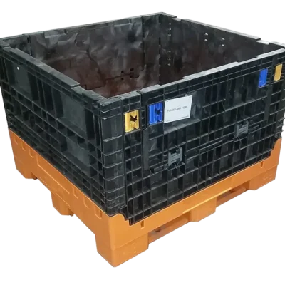 Reconditioned Buckhorn BN 45″ x 48″ x 34″ Orange Base Black Wall Bulk Container