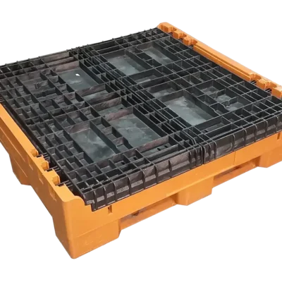 Reconditioned Buckhorn BN 45″ x 48″ x 34″ Orange Base Black Wall Bulk Container