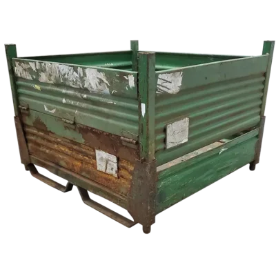 Used BCD 48″ x 44.5″ x 33″ Collapsible Steel Tub-2 Drop Doors 48″ Sides