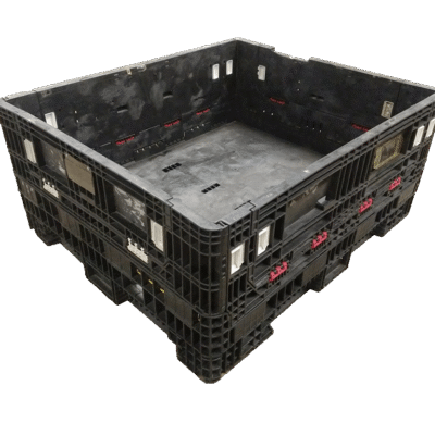 Reconditioned BCD 56″ x 48″ x 25″ All Black All Good Runner Bulk Container-4 Drop Doors