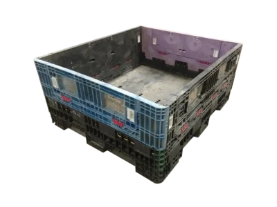 Reconditioned BCD 56" x 48" x 25" Mixed Color All Good Runner 48" Side Collapsible Bulk Container-2 Drop Doors