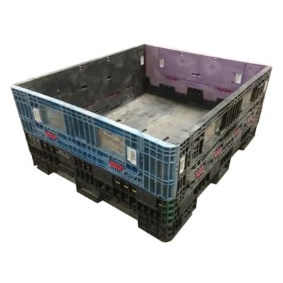 Reconditioned BCD 56″ x 48″ x 25″ Mixed Color All Good Runner 48″ Side Bulk Container-2 Drop Doors