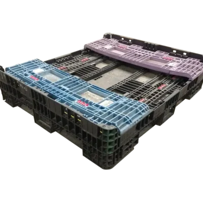 Reconditioned BCD 56″ x 48″ x 25″ Mixed Color All Good Runner 48″ Side Bulk Container-2 Drop Doors
