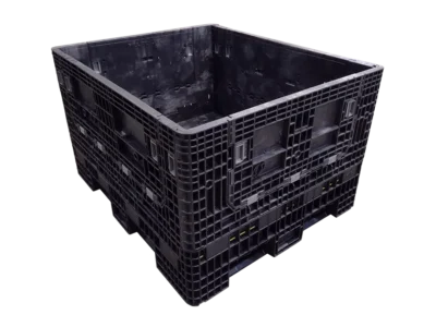 New Orbis 56" x 48" x 34" All Black Collapsible Bulk Container-4 Drop Doors