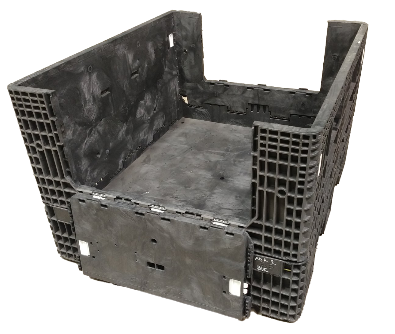 Reconditioned BCD 56" x 48" x 34" All Black All Good Runner Bulk Container-2 Drop Doors 48" Side - Image 3