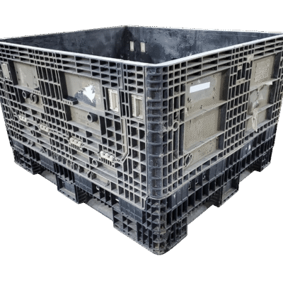 Reconditioned BCD 56″ x 48″ x 34″ All Black All Good Runner Bulk Container-2 Drop Doors 56″ Side