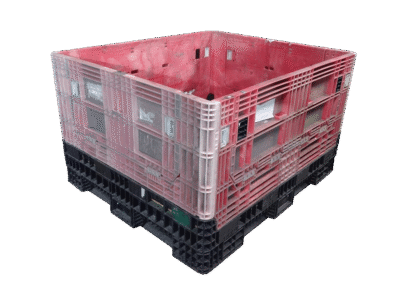 Reconditioned BCD 56" x 48" x 34" Mixed Color All Good Runner Collapsible Bulk Container-2 Drop Doors 48" Side
