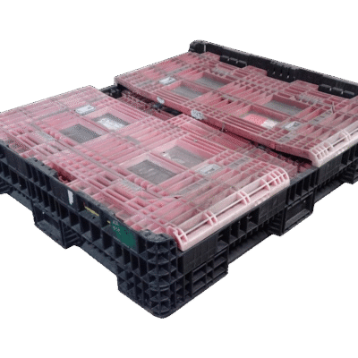 Reconditioned BCD 56″ x 48″ x 34″ Mixed Color All Good Runner Bulk Container-2 Drop Doors 48″ Side