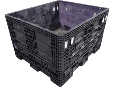 Reconditioned BCD 56" x 48" x 34" Mixed Color All Good Runner Collapsible Bulk Container-2 Drop Doors 56" Side
